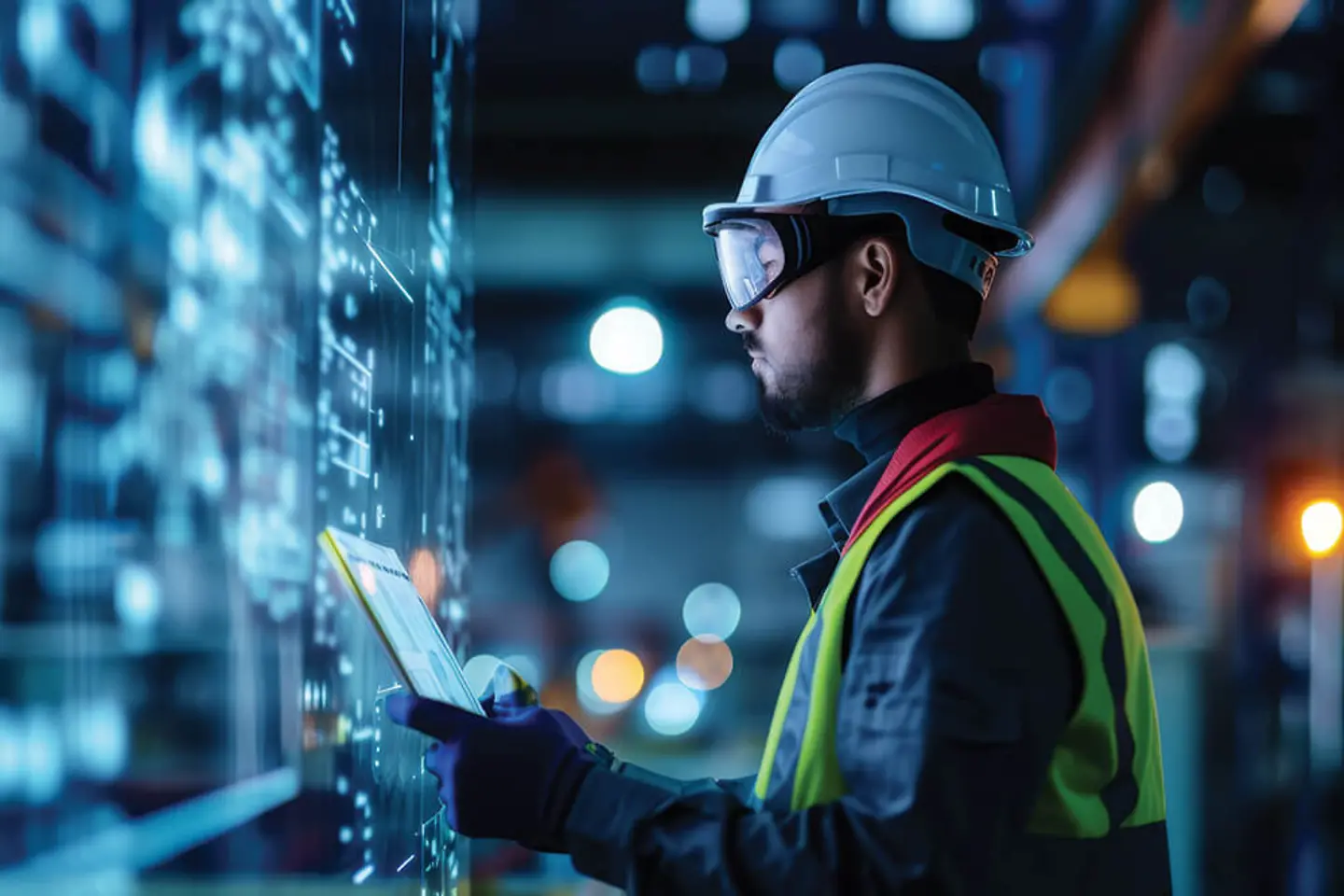 Un ingeniero analiza datos en la industria manufacturera