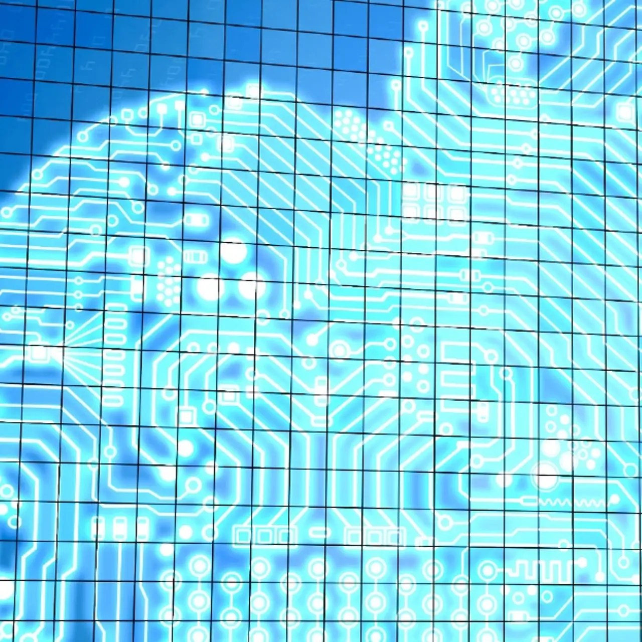 Representación virtual de una nube rodeada por códigos binarios